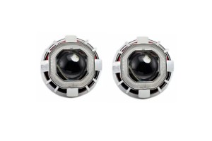 Προτζέκτορες Φαναριών Bi-Xenon Για Retrofit 2.5" H1 Με Διπλό Angel Eyes Ccfl Τετράγωνο Λευκό & Στρόγγυλο Κόκκινο 2 Τεμάχια