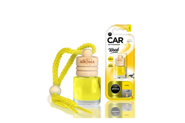 Αρωματικό αυτοκινήτου κρεμαστό μπουκαλάκι με ξύλινο καπάκι aroma 6ml με άρωμα vanilla S54467