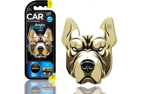 Αρωματικό Αυτοκινήτου Κρεμαστό Aroma Angry Dogs Pitbull Fresh Linen 1 Τεμάχιο