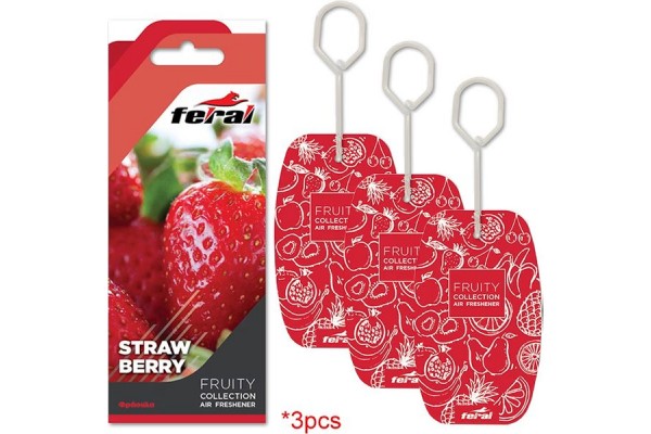 Σετ Αρωματικών Αυτοκινήτου Feral Fruity Collection Strawberry 3 Τεμάχια