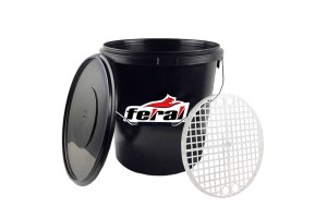 Κουβάς Στρόγγυλος Με Σχάρα Διαχωρισμού Μαύρος Με Καπάκι 18Lt Feral 1 Τεμάχιο