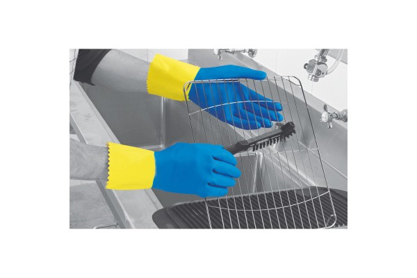 Polyco RU560/L Γαντια Latex - Διπλης Εμβαπτισης Χημικων (30CM Με ΜΑΝΣΕΤΑ) , Μπλε - ΚΙΤΡΙΝΟ, Large