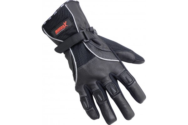Γάντια Μοτοσυκλέτας Καλοκαιρινά Δερμάτινα Μαύραmotor X