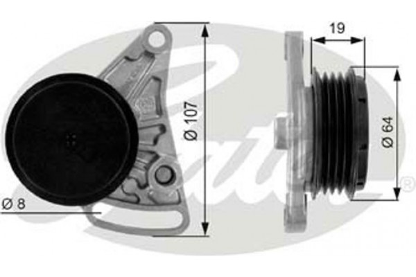 Gates Τεντωτήρας, Ιμάντας poly-V - T38068