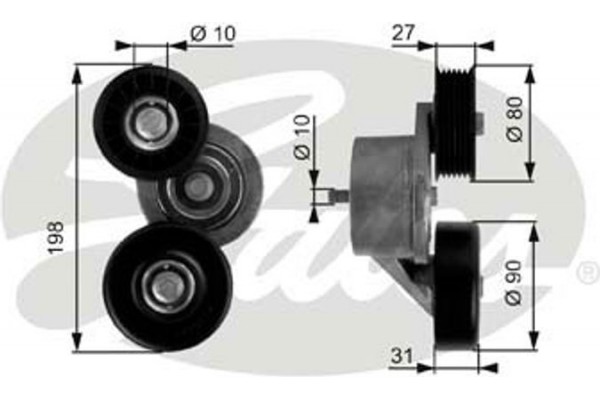 Gates Τεντωτήρας, Ιμάντας poly-V - T38167