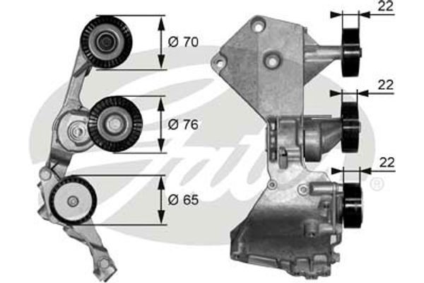 Gates Τεντωτήρας, Ιμάντας poly-V - T38466