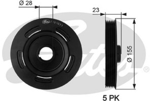 Gates Τροχαλία ιμάντα, Στροφαλοφόρος Άξονας - TVD1023