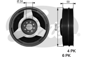 Gates Τροχαλία ιμάντα, Στροφαλοφόρος Άξονας - TVD1030