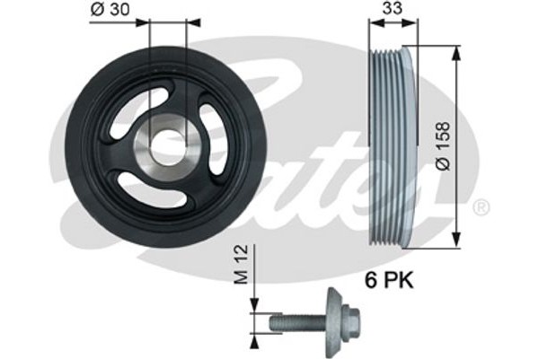 Gates Τροχαλία ιμάντα, Στροφαλοφόρος Άξονας - TVD1061A