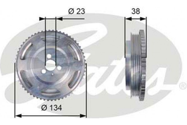 Gates Τροχαλία ιμάντα, Στροφαλοφόρος Άξονας - TVD1070
