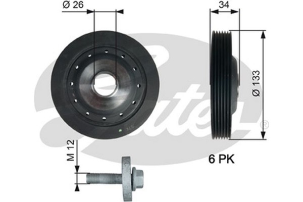 Gates Τροχαλία ιμάντα, Στροφαλοφόρος Άξονας - TVD1113A