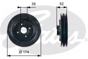 Gates Τροχαλία ιμάντα, Στροφαλοφόρος Άξονας - TVD1124