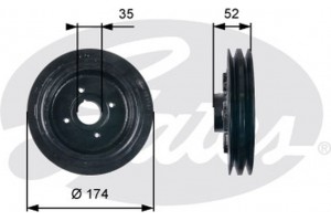 Gates Τροχαλία ιμάντα, Στροφαλοφόρος Άξονας - TVD1124