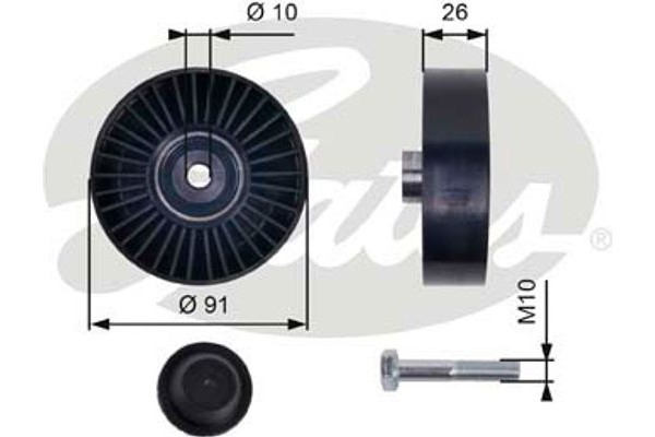 Gates Τροχαλία παρέκκλισης, Ιμάντας poly-V - T36001