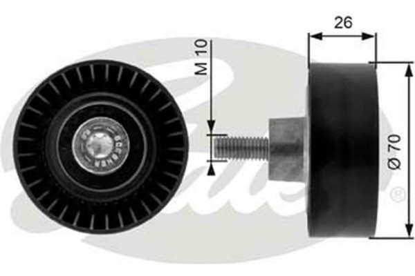 Gates Τροχαλία παρέκκλισης, Ιμάντας poly-V - T36163