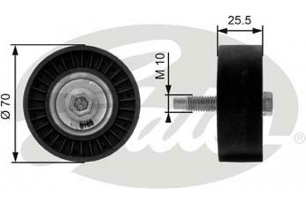 Gates Τροχαλία παρέκκλισης, Ιμάντας poly-V - T36199