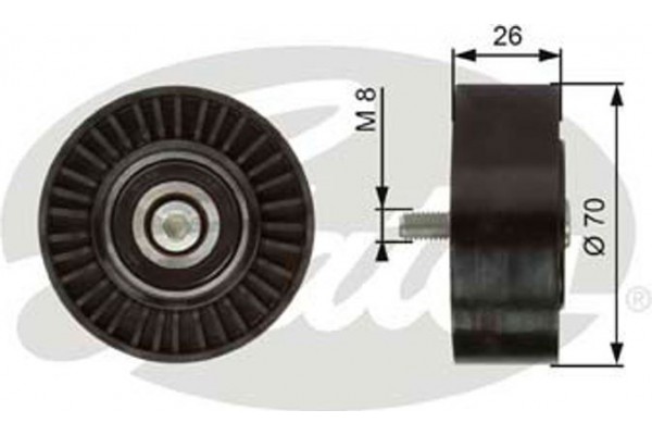 Gates Τροχαλία παρέκκλισης, Ιμάντας poly-V - T36247