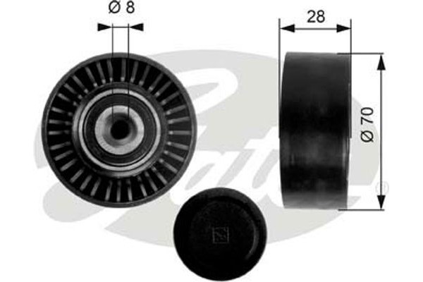 Gates Τροχαλία παρέκκλισης, Ιμάντας poly-V - T36248