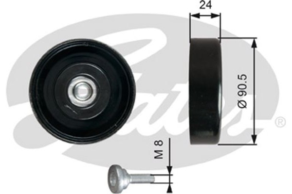 Gates Τροχαλία παρέκκλισης, Ιμάντας poly-V - T36251