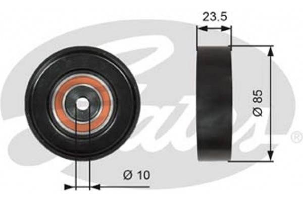 Gates Τροχαλία παρέκκλισης, Ιμάντας poly-V - T36274