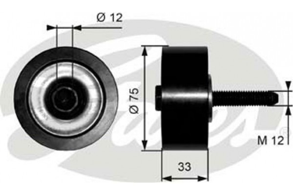 Gates Τροχαλία παρέκκλισης, Ιμάντας poly-V - T36291