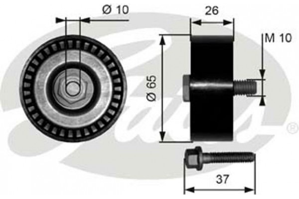 Gates Τροχαλία παρέκκλισης, Ιμάντας poly-V - T36300