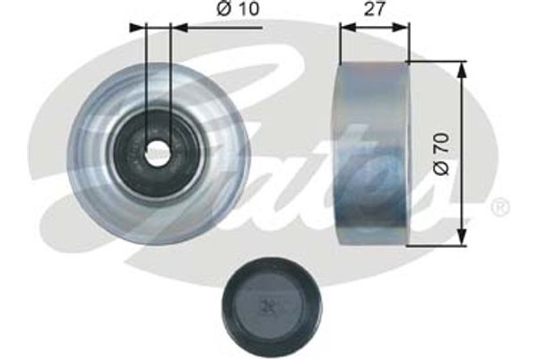 Gates Τροχαλία παρέκκλισης, Ιμάντας poly-V - T36325