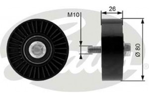 Gates Τροχαλία παρέκκλισης, Ιμάντας poly-V - T36369