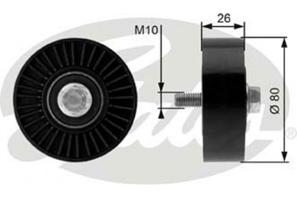 Gates Τροχαλία παρέκκλισης, Ιμάντας poly-V - T36369