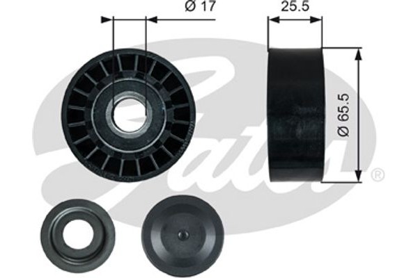 Gates Τροχαλία παρέκκλισης, Ιμάντας poly-V - T36376