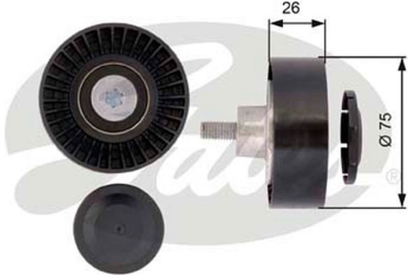 Gates Τροχαλία παρέκκλισης, Ιμάντας poly-V - T36385