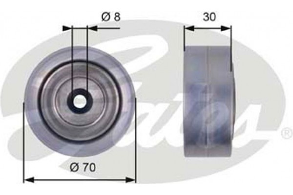 Gates Τροχαλία παρέκκλισης, Ιμάντας poly-V - T36386