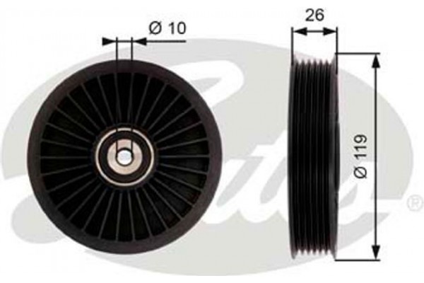 Gates Τροχαλία παρέκκλισης, Ιμάντας poly-V - T36391