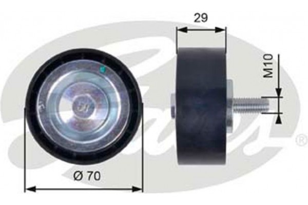 Gates Τροχαλία παρέκκλισης, Ιμάντας poly-V - T36396