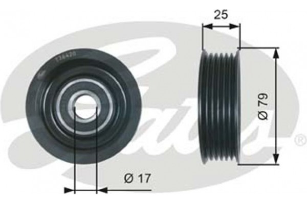 Gates Τροχαλία παρέκκλισης, Ιμάντας poly-V - T36420