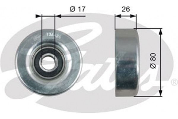 Gates Τροχαλία παρέκκλισης, Ιμάντας poly-V - T36424