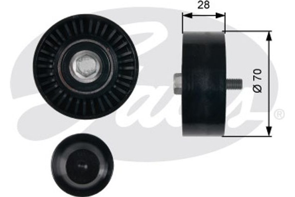 Gates Τροχαλία παρέκκλισης, Ιμάντας poly-V - T36430