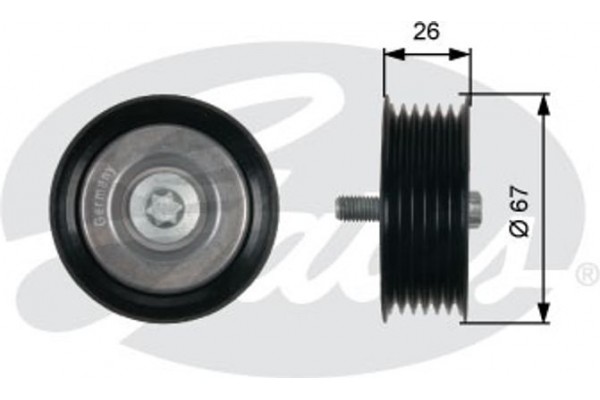 Gates Τροχαλία παρέκκλισης, Ιμάντας poly-V - T36438