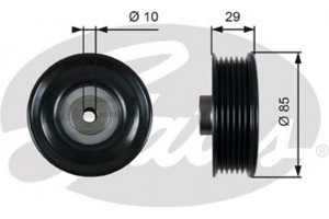 Gates Τροχαλία παρέκκλισης, Ιμάντας poly-V - T36448