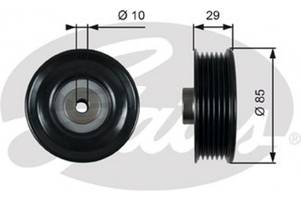 Gates Τροχαλία παρέκκλισης, Ιμάντας poly-V - T36448