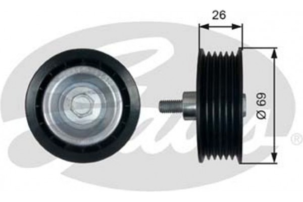 Gates Τροχαλία παρέκκλισης, Ιμάντας poly-V - T36456