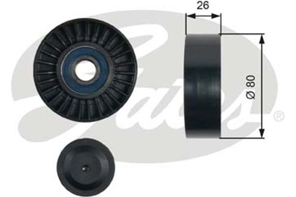 Gates Τροχαλία παρέκκλισης, Ιμάντας poly-V - T36478