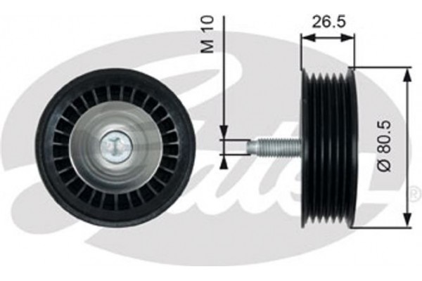 Gates Τροχαλία παρέκκλισης, Ιμάντας poly-V - T36490