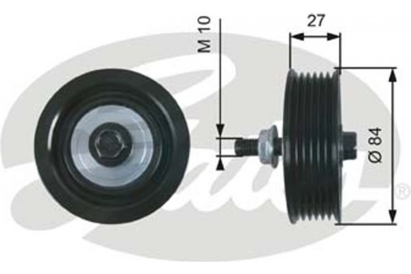 Gates Τροχαλία παρέκκλισης, Ιμάντας poly-V - T36602