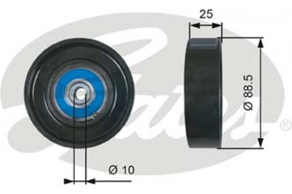 Gates Τροχαλία παρέκκλισης, Ιμάντας poly-V - T36605