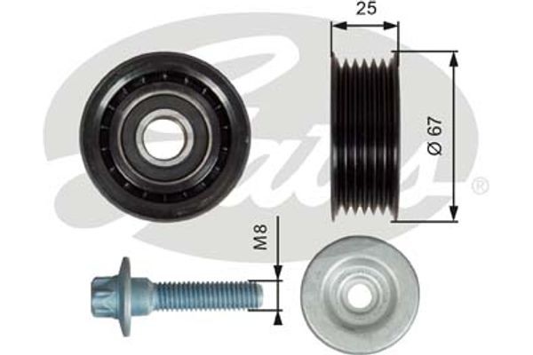 Gates Τροχαλία παρέκκλισης, Ιμάντας poly-V - T36619