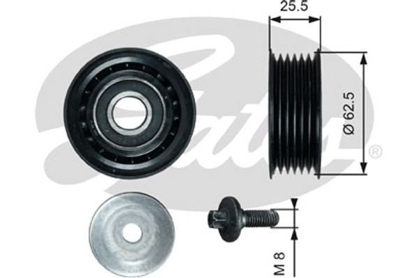 Gates Τροχαλία παρέκκλισης, Ιμάντας poly-V - T36736