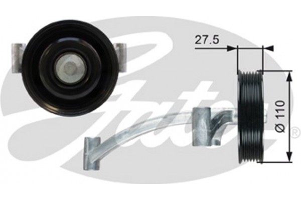 Gates Τροχαλία παρέκκλισης, Ιμάντας poly-V - T36740