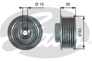 Gates Τροχαλία παρέκκλισης, Ιμάντας poly-V - T36753