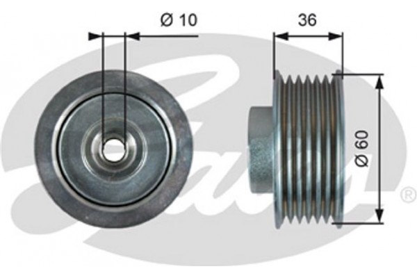 Gates Τροχαλία παρέκκλισης, Ιμάντας poly-V - T36753